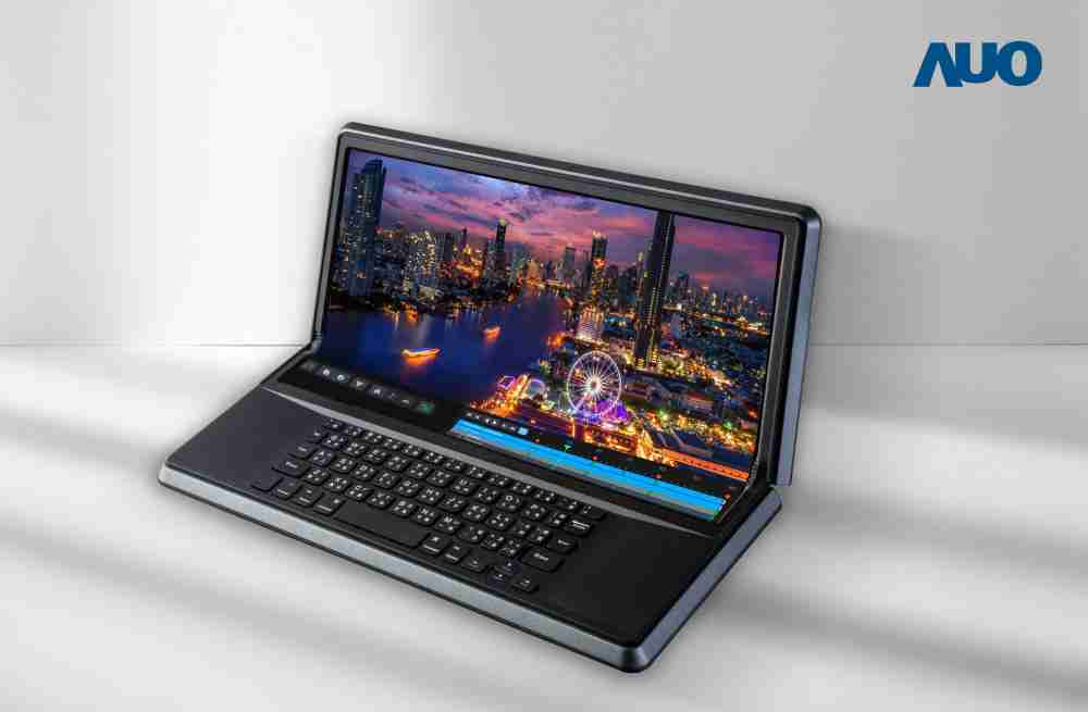 JDB电子14.6吋Micro LED折迭显示屏幕，，，搭配半径4mm的弯折绞炼，，，，以及高画素、、高亮度、、、、高对比度的显示技术特点，，，即便在大视角下仍保有绝佳色相与亮度